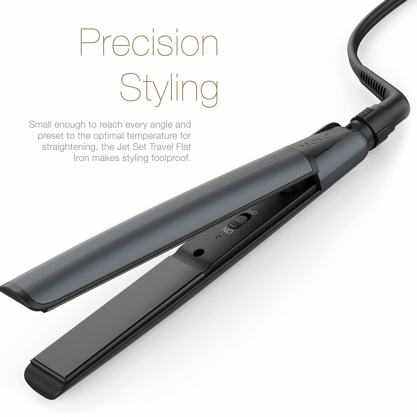 Xtava Jet Set Travel Hair Straightener – ONYX | Ceramic Plates & Dual Voltage (Model XA0087)